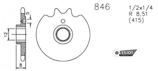 Esjot voortandwiel 0846 sprocket 415 11z standard