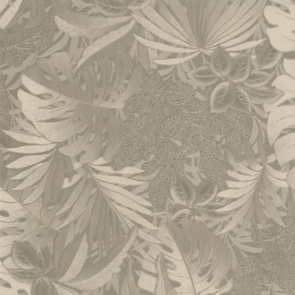 Noordwand behang botanica grote bladeren metallic