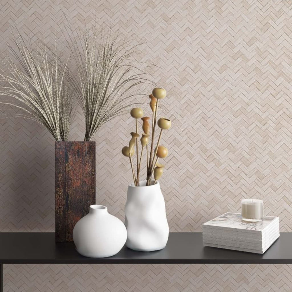 Noordwand behang botanica rotan vlechtwerk beige
