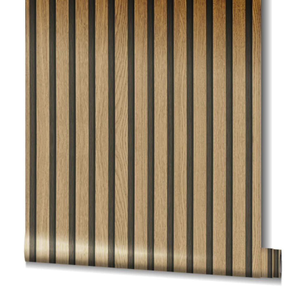 Noordwand Noordwand Behang Botanica Houten Latten bruin en eikenkleurig