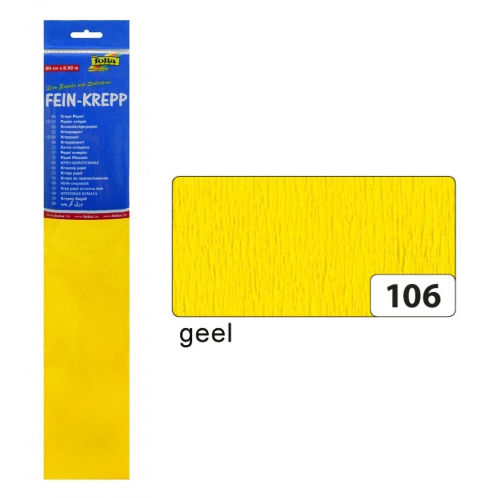 Folia fo-822106 crêpepapier 50cmx2,5m krimp à 10 vouw geel