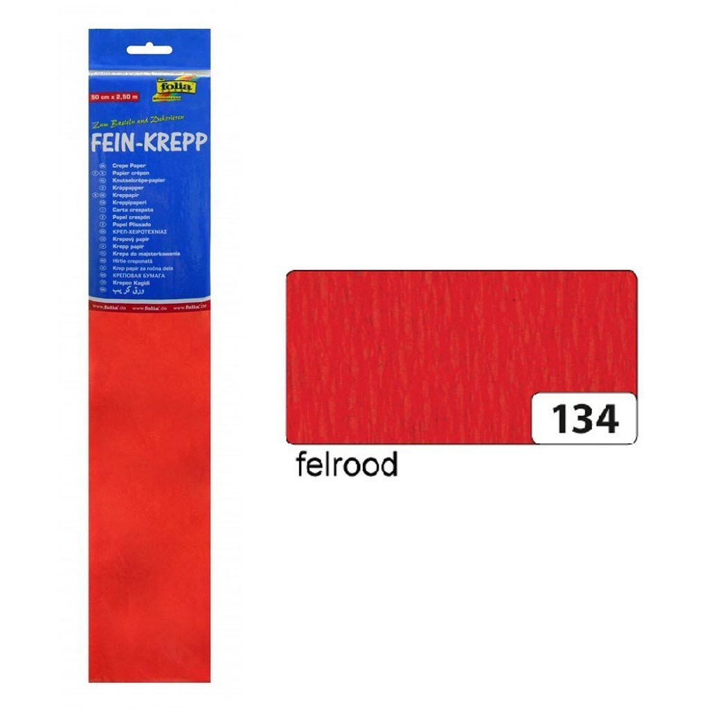 Folia fo-822134 crêpepapier 50cmx2,5m krimp à 10 vouw rood