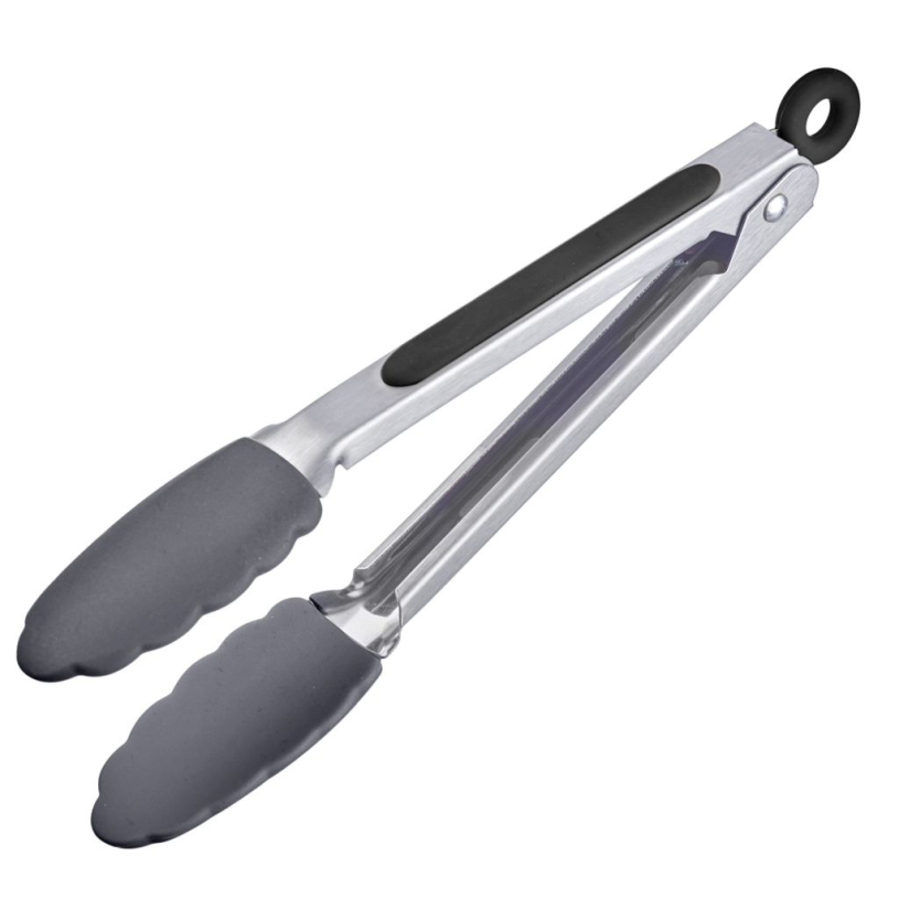 Westmark serveertang, met siliconen kommen en rubberen handgrepen, lengte: 27 cm, roestvrij staal kunststof siliconen, classic silicone midi, zilver zwart, 16172270