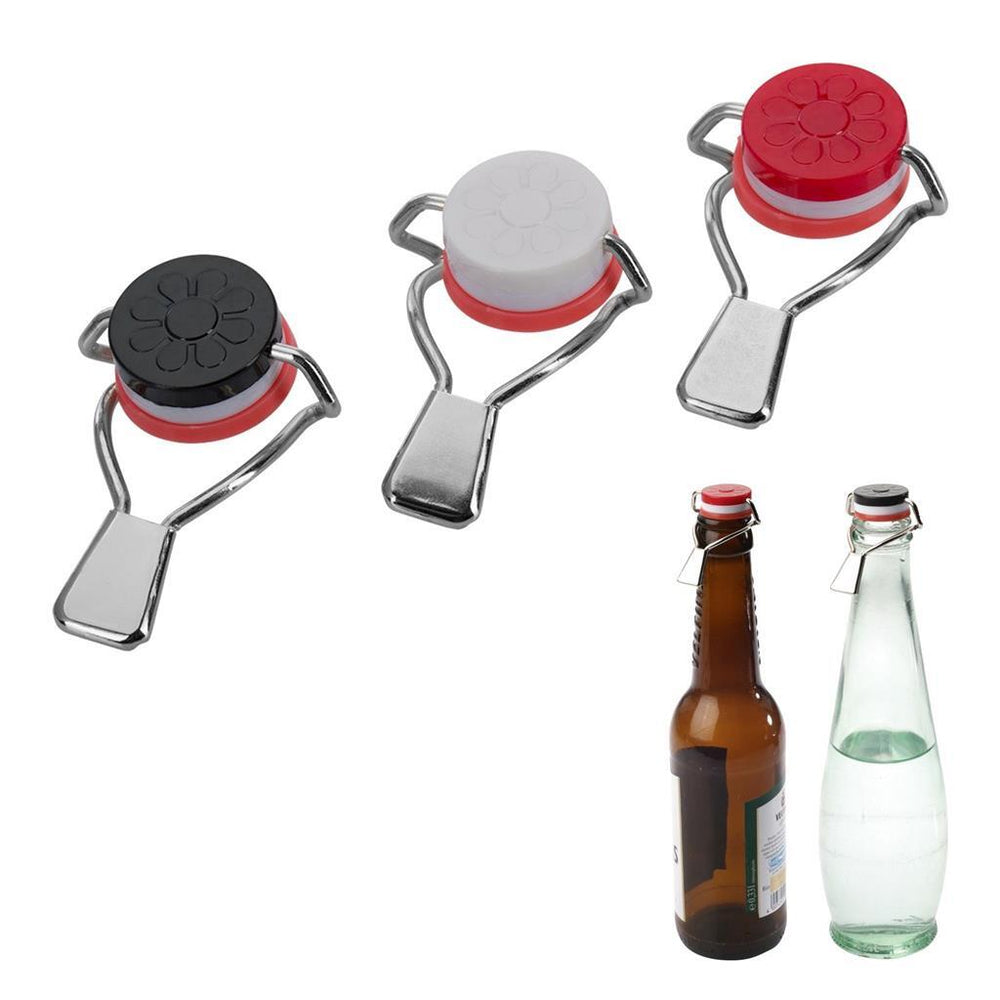 Westmark set van 3 flessendoppen met siliconenafdichting, staal, rood wit zwart, 44402270