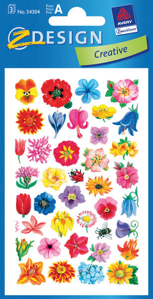 Avery av-54304 papieretiket z-design creatief pakje a 3 vel bloempjes