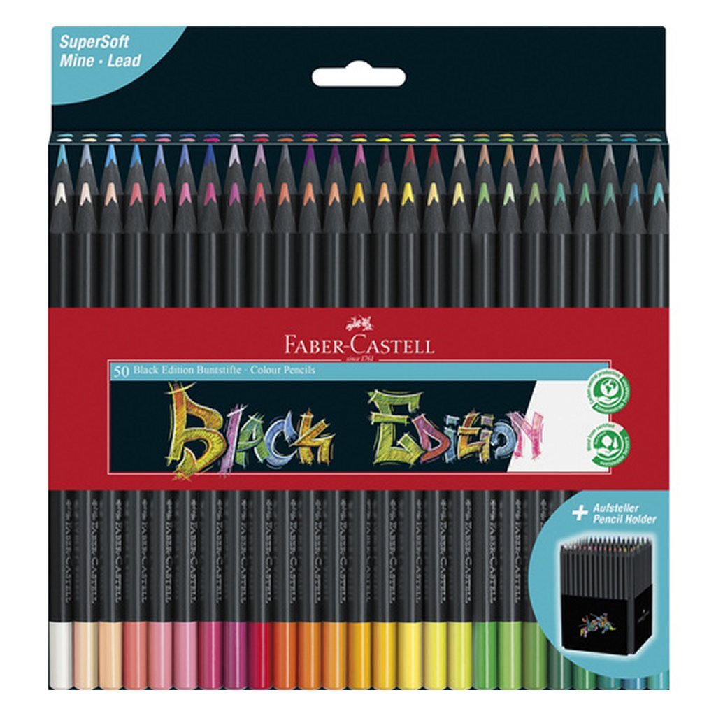 Faber castell fc-116450 zwarte editie kleurpotloden 50 stuks