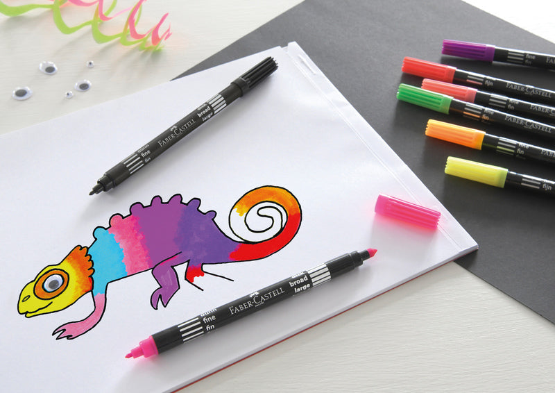 Faber castell fc-151109 viltstiften duo neonkleuren in etui 10 stuks