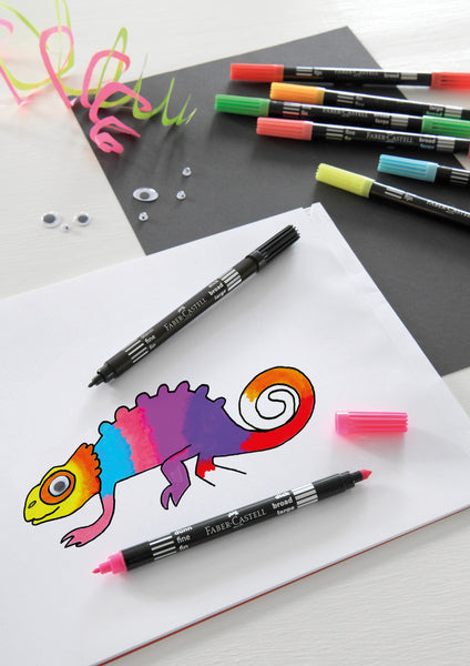 Faber castell fc-151109 viltstiften duo neonkleuren in etui 10 stuks