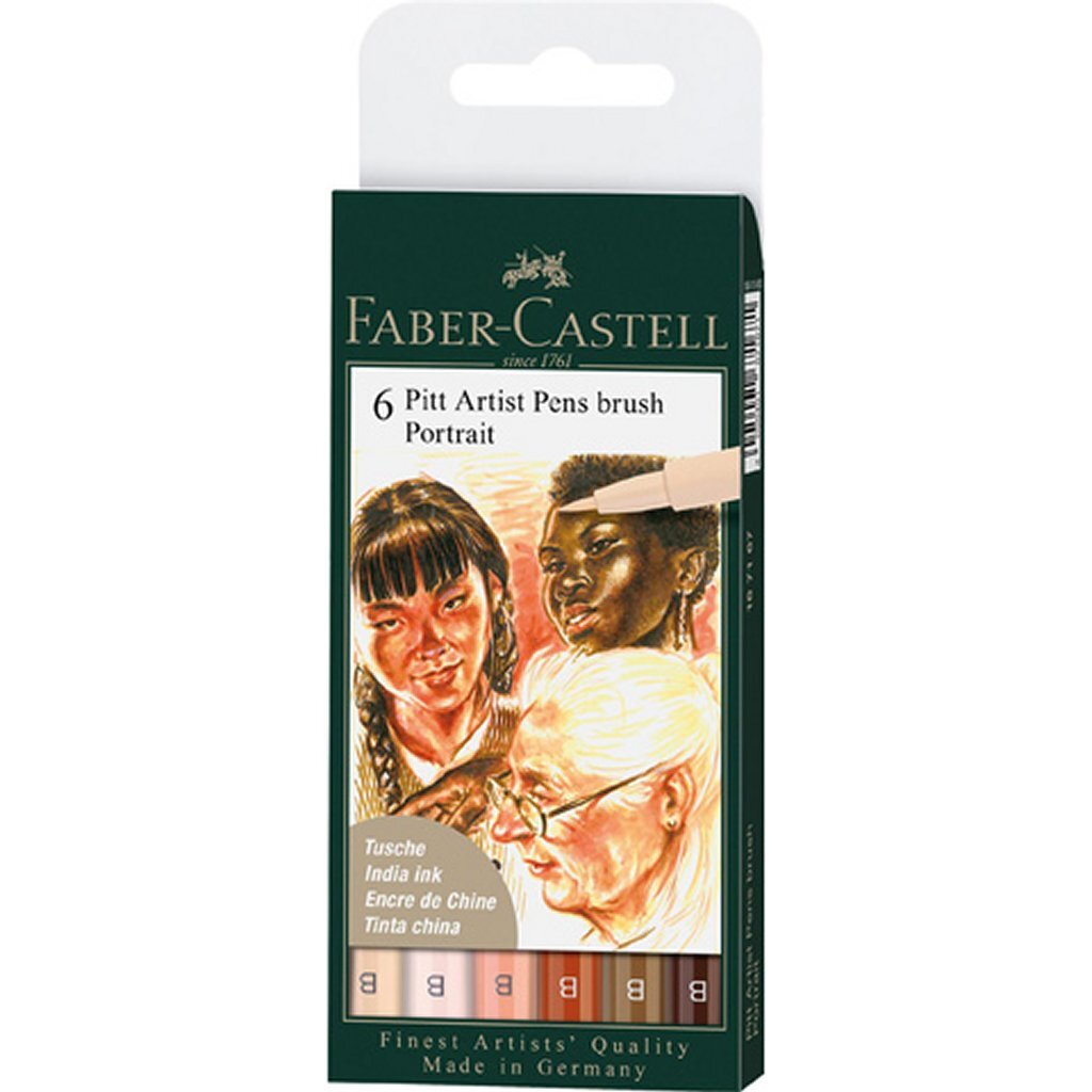 Faber castell fc-167167 pitt artist pens brush portret 6 stuks