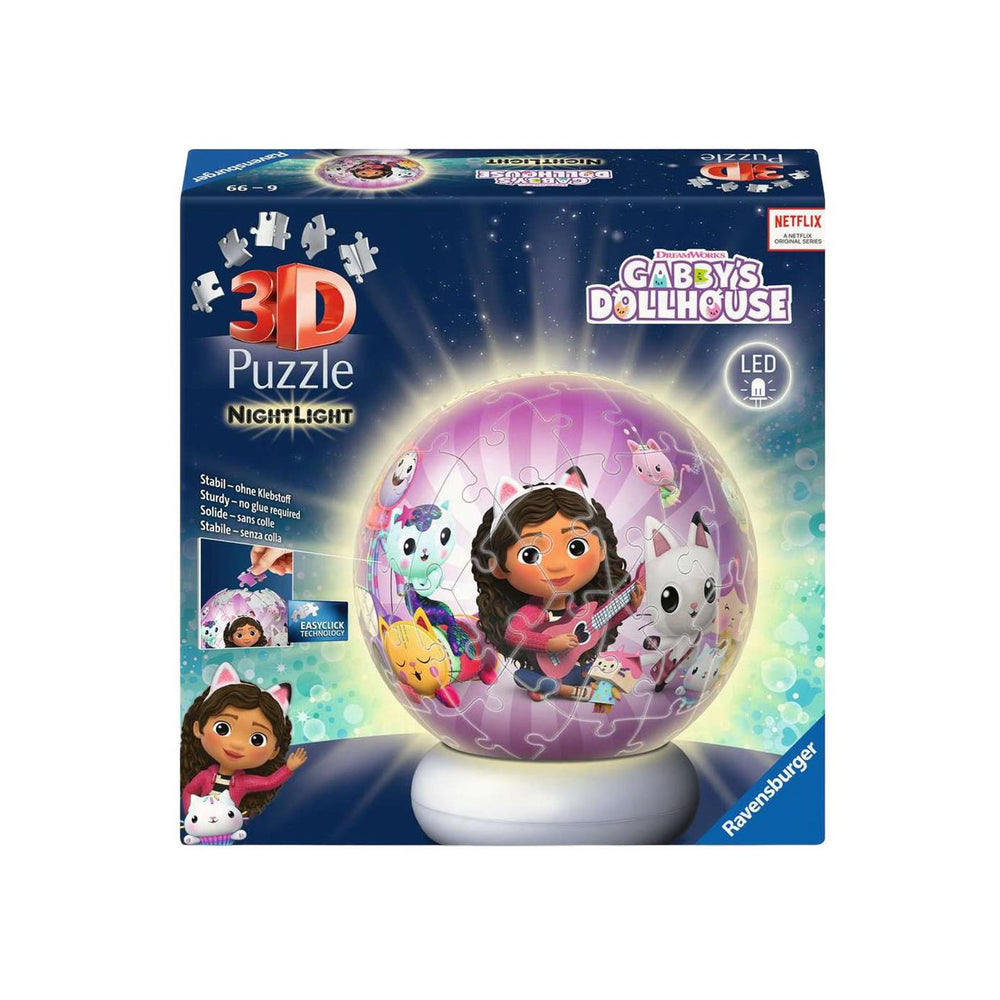 Ravensburger – gabby’s dollhouse – 3d puzzle-ball nachtlicht – 73 stukjes