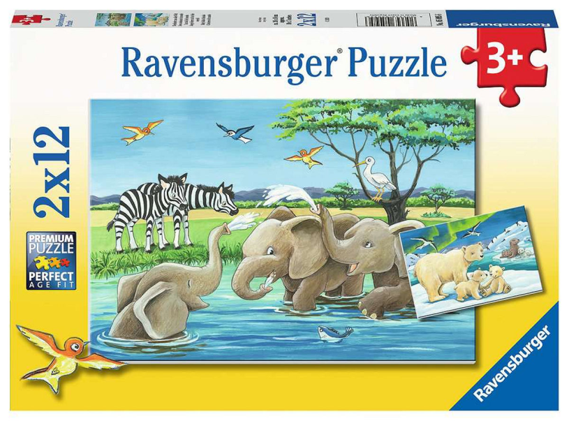 Ravensburger puzzel jonge dieren uit de hele wereld - 2 x 12 stukjes