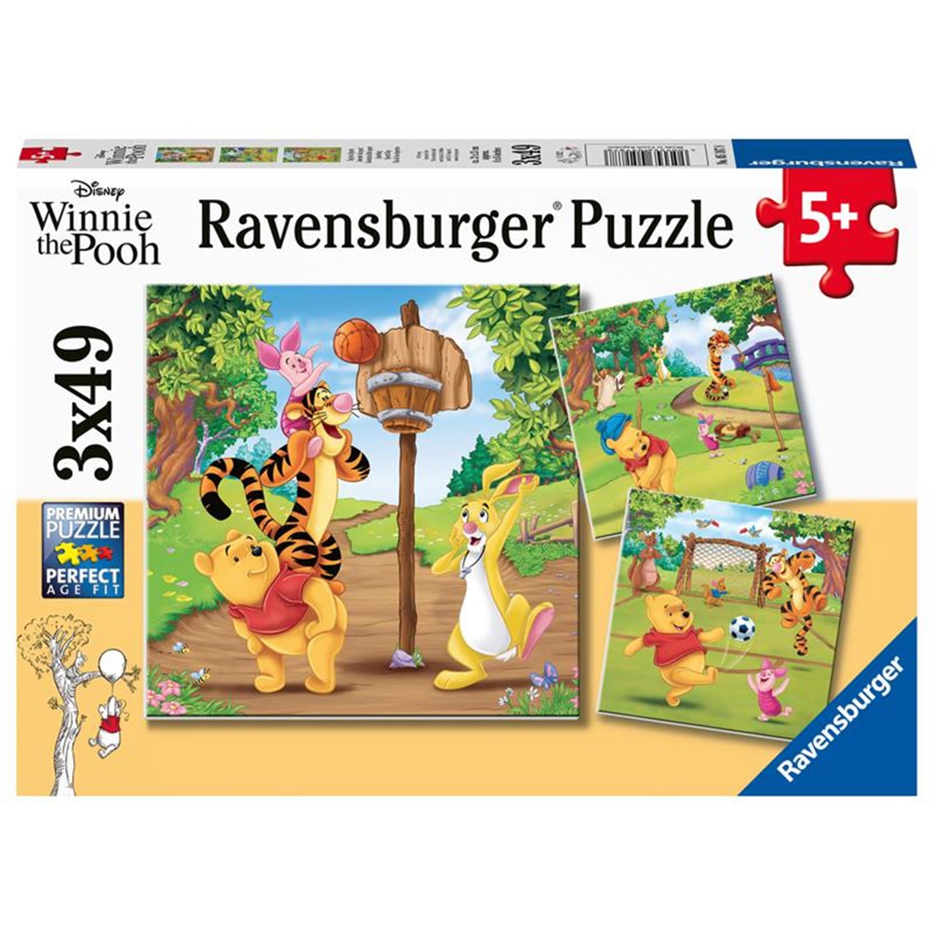Ravensburger puzzel disney winnie the pooh sportdag - 3x49 stukjes - kinderpuzzel