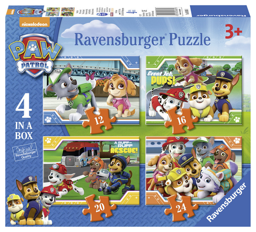 Ravensburger paw patrol 4in1box puzzel - 12+16+20+24 stukjes - kinderpuzzel