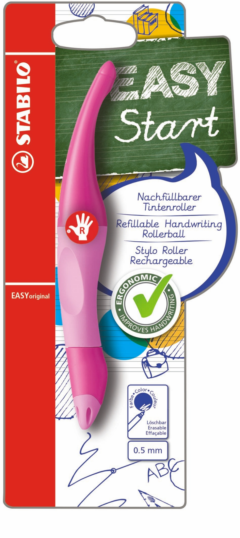 Stabilo easyoriginal - ergonomische rollerball - rechtshandig - roze