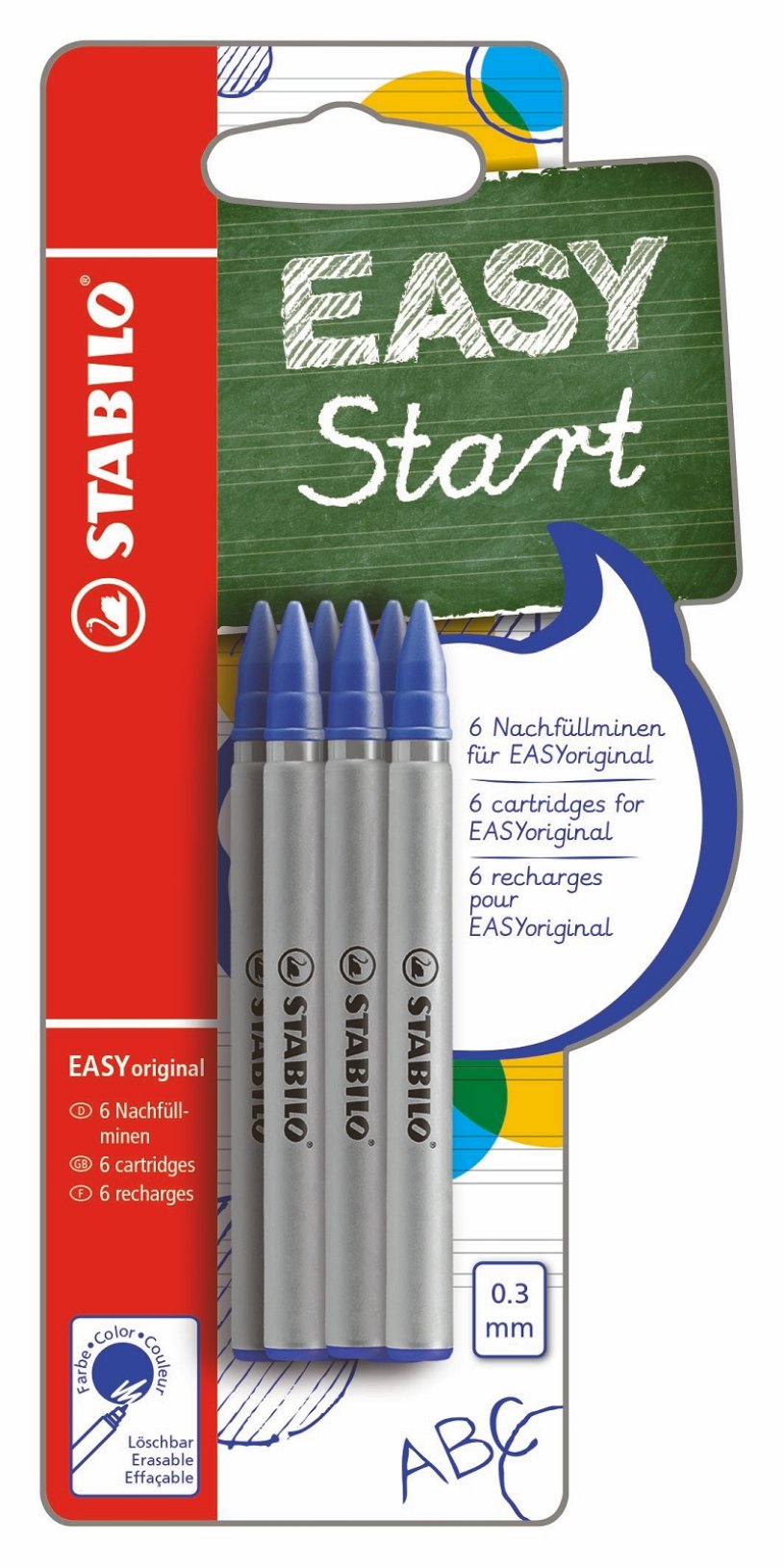 Stabilo easyorginal penvulling - fine 0.3mm - blister - 6 stuks