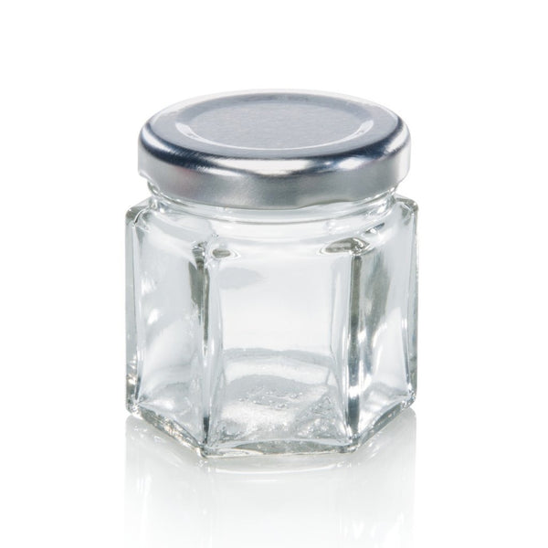 Leifheit 3208 jampot zeshoekig 47 ml glas zilver