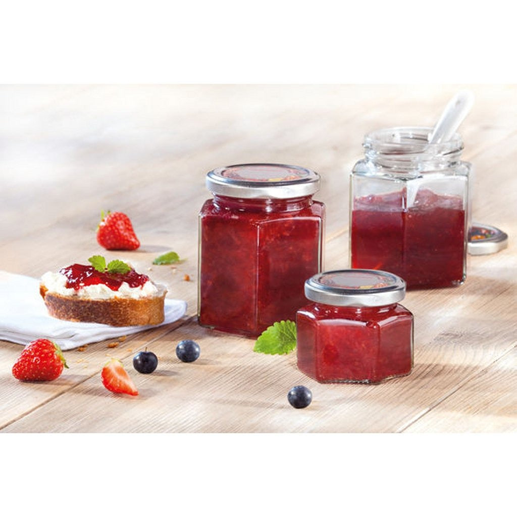 Leifheit 3209 jampot zeshoekig 106 ml glas zilver