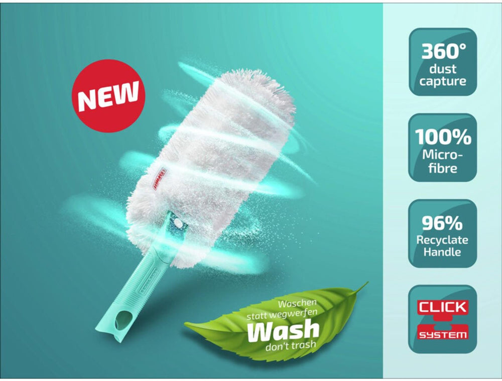 Leifheit superduster plumeau m - wasbaar - 38 cm - flexibel - click system