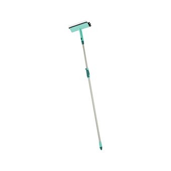 Leifheit raamwisser met borstel en telescoopsteel - 28 cm wisbreedte - 110-190 cm - click system - turquoise - grijs