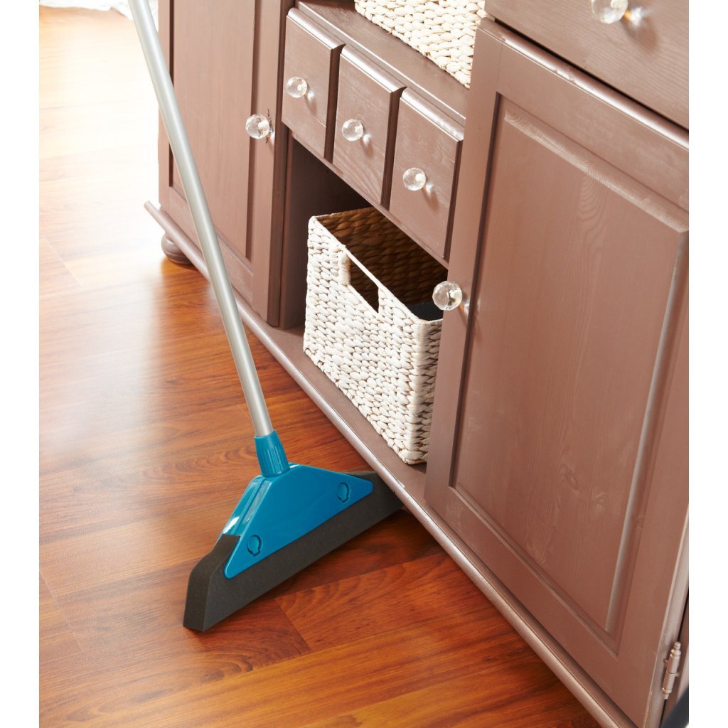 Leifheit 55243 soft and easy schuimrubber-bezem 34 cm met telescoopsteel blauw zilver