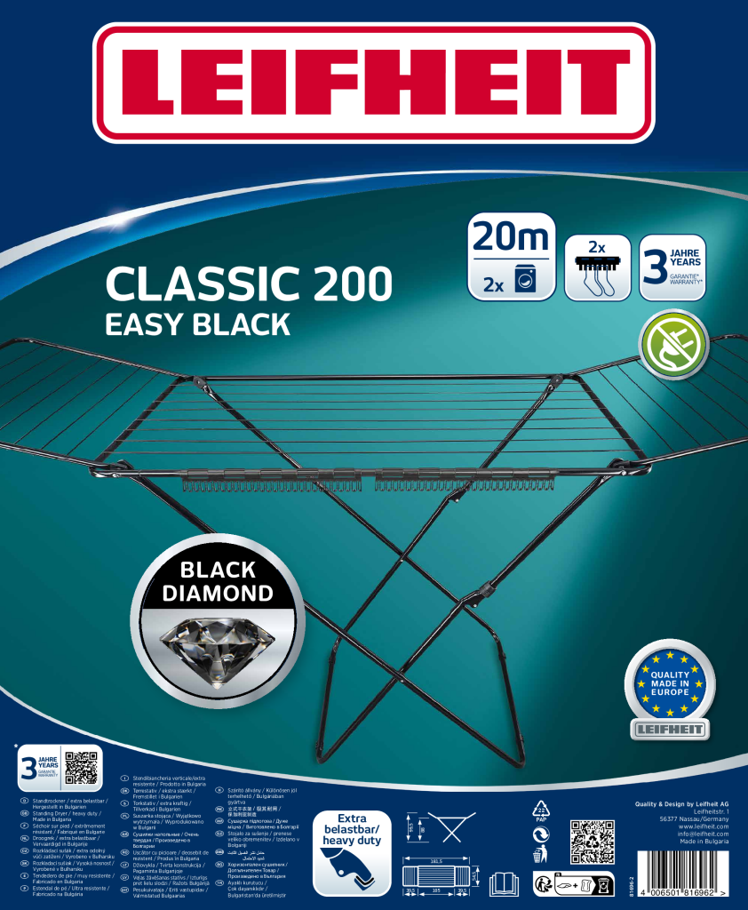 Leifheit droogrek classic 200 easy zwart