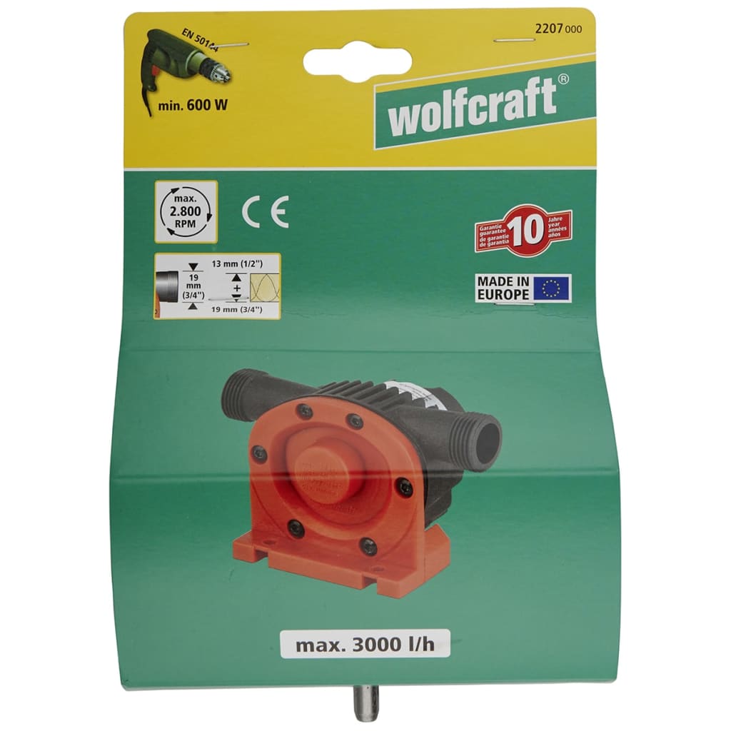 Wolfcraft pomp booraangedreven 3000 lus=8 mm 2207000