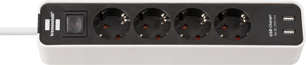 Brennenstuhl ecolor stekkerdoos 4-voudig met 2 usb-laadbussen (stekkerdoos usb met schakelaar en 1,5 m kabel) - 1153240076