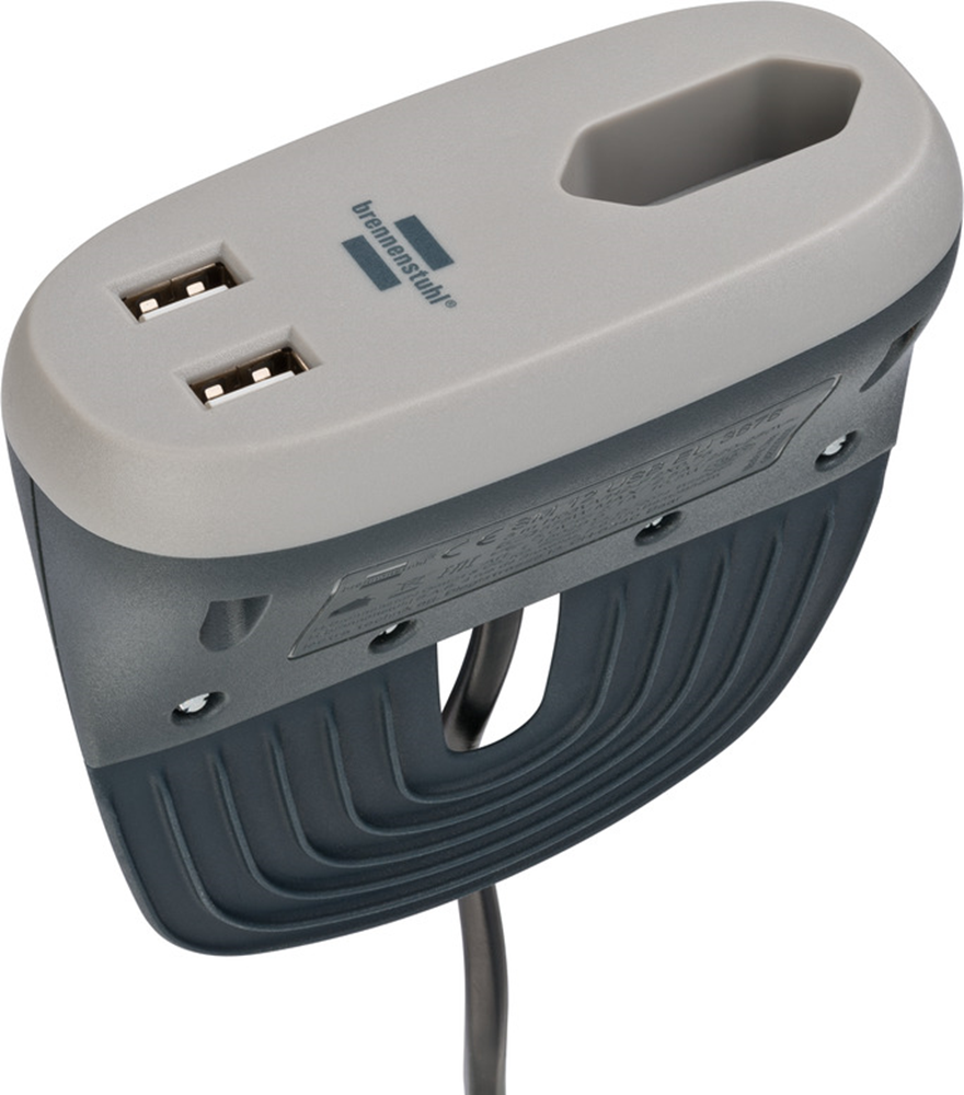 Brennenstuhl brennenstuhl®estilo sofacontactdoos met oplaadfunctie 1xeuro-socket en 2xusb-charger antraciet grijs - 1150290