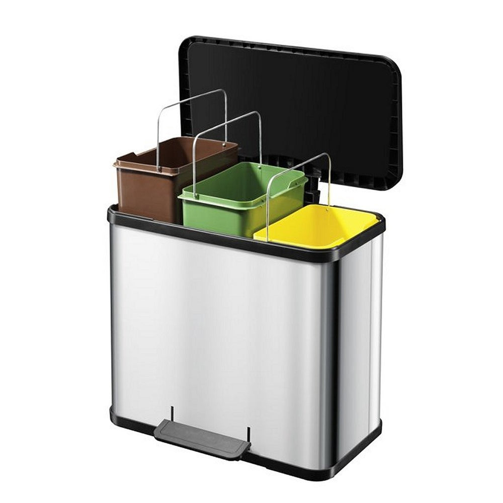Hailo 0633-200 öko trio plus l pedaalemmer 3x9l RVS zwart