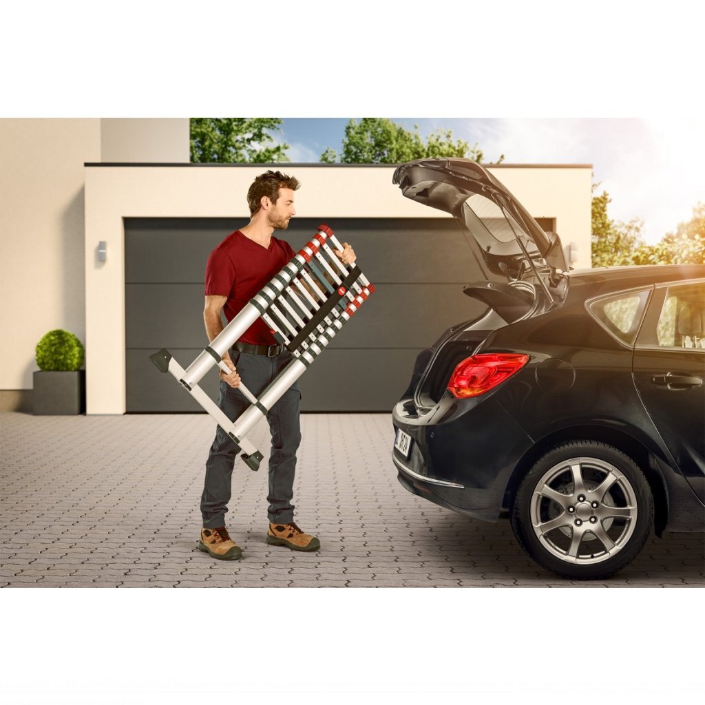 Hailo t80 aluminium telescoopladder 13 treden + stabilisatiebalk 111-380 cm