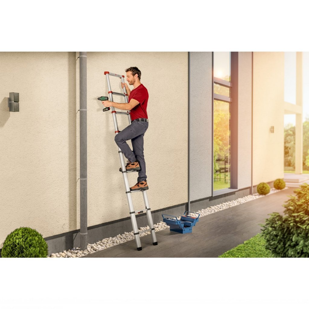 Hailo t80 aluminium telescoopladder 13 treden + stabilisatiebalk 111-380 cm