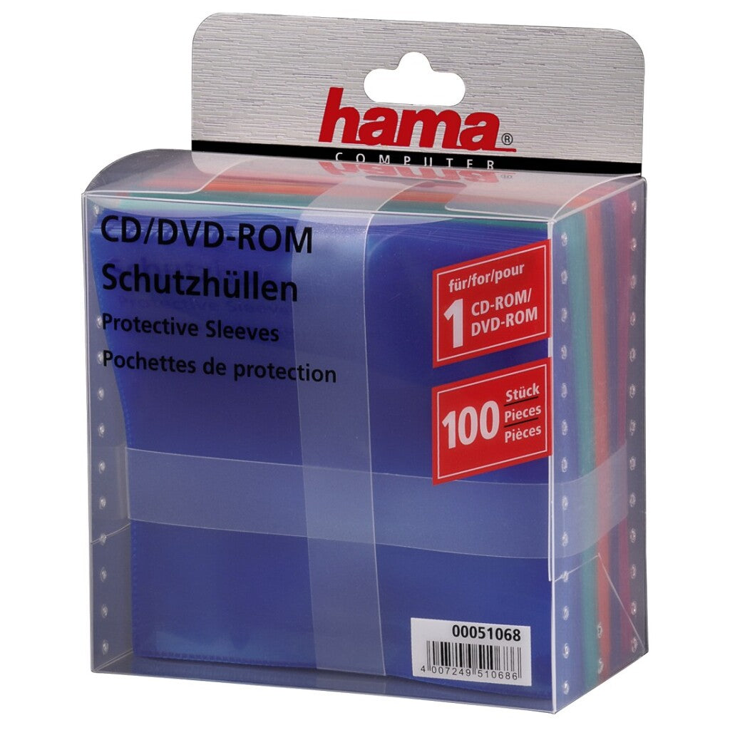 Hama cd dvd blu-ray pp hoesjes 100-pack multi kleur