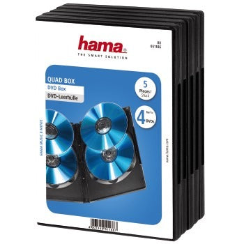 Hama dvd quadbox 4dvd zwart 5pak