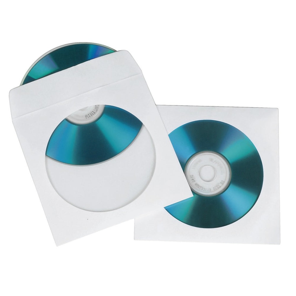Hama cd dvd beschermhoezen papier wit 100 stuks