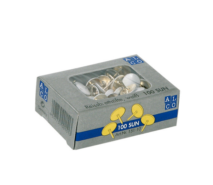 Alco al-151-10 punaises sun 9,5mm messing doos a 100 stuks wit