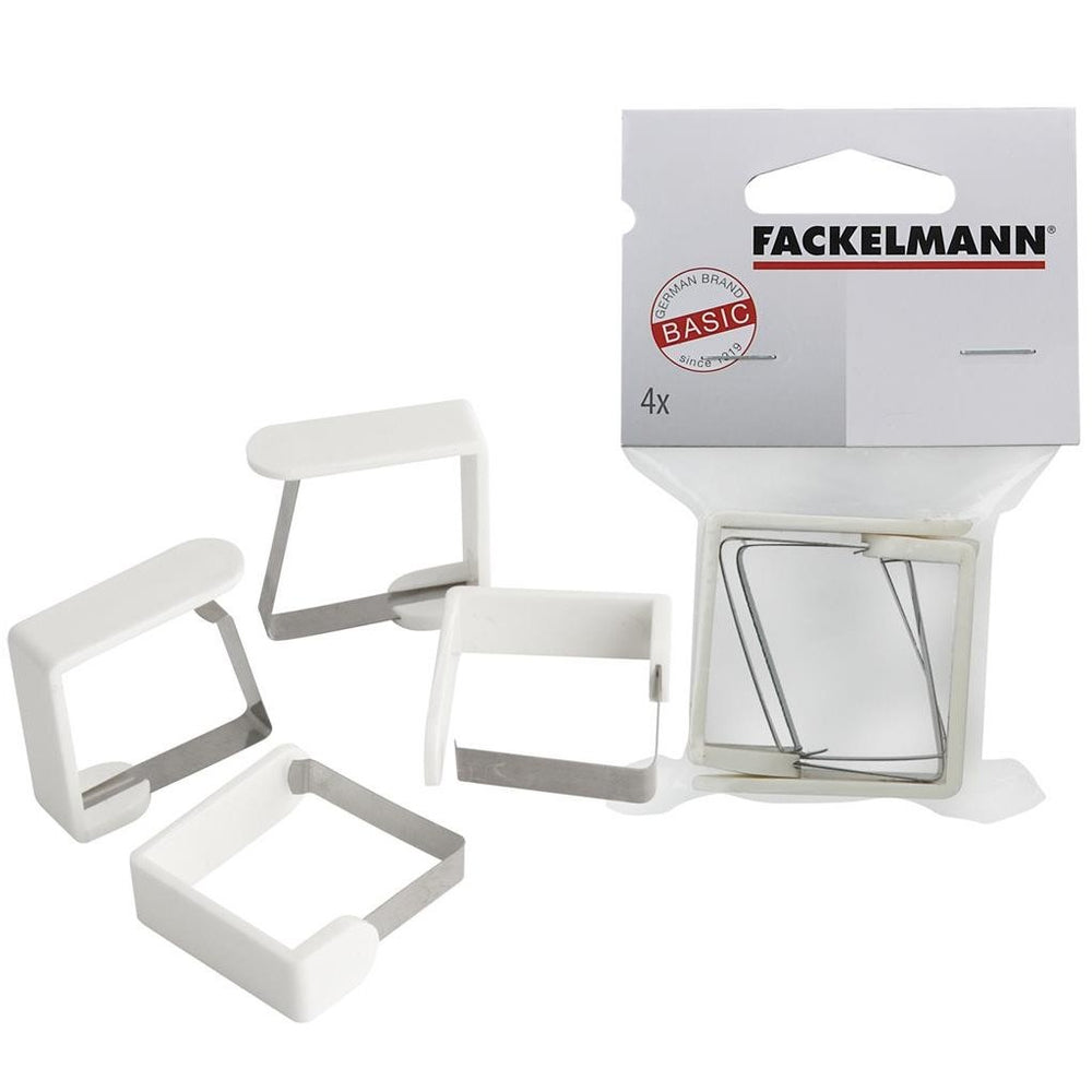 Fackelmann tafelkleedklemmen 4 stuks 45 mm RVS wit