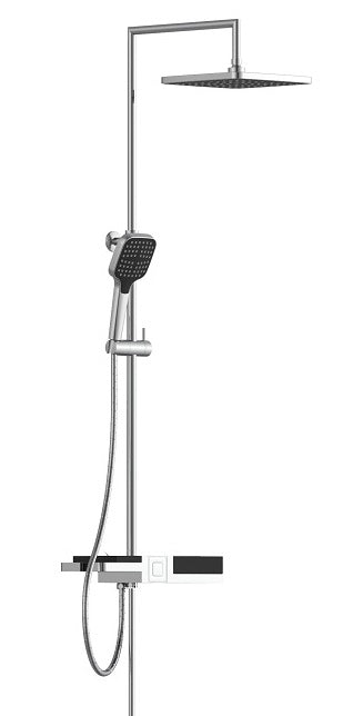 Schutte blueperl hoofddouche set met planchet | chroom-zwart 60566