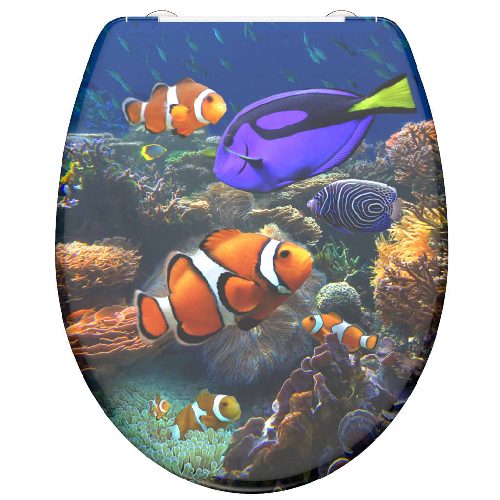Schütte toiletbril met soft-close sea life duroplast met print
