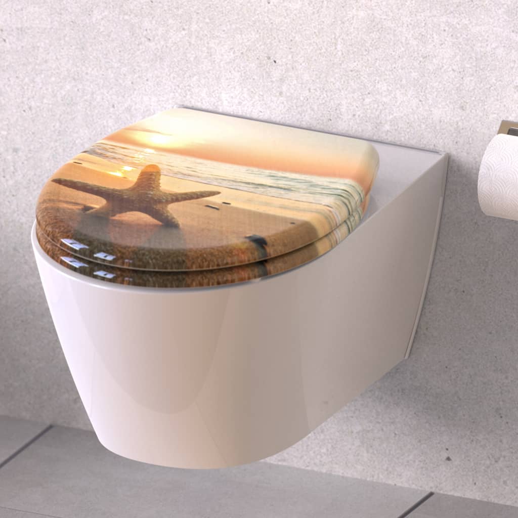Schütte toiletbril met softclose zeester duroplast met print