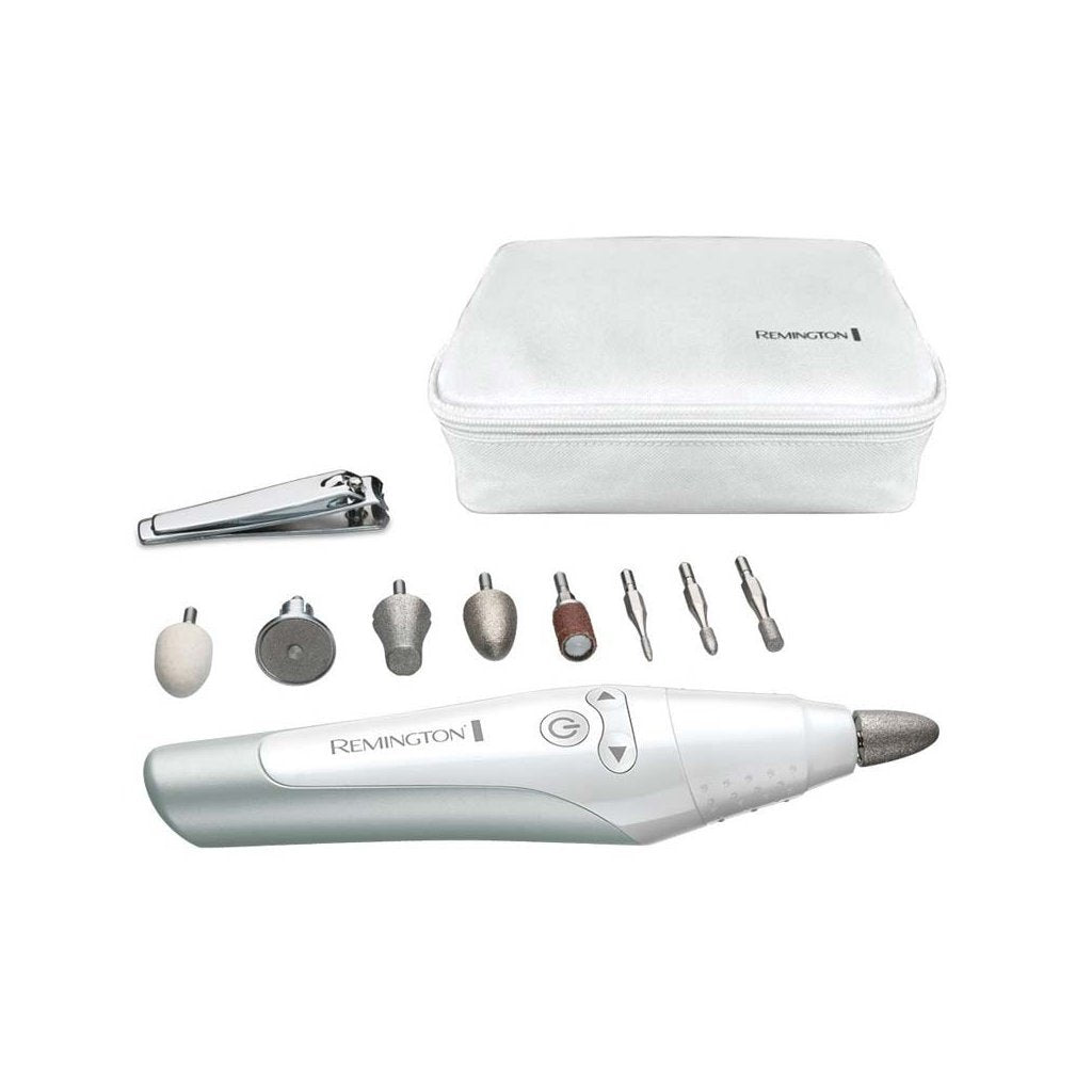 Remington man3000 reveal manicure-pedicureset met 12 hulpstukken zilver wit