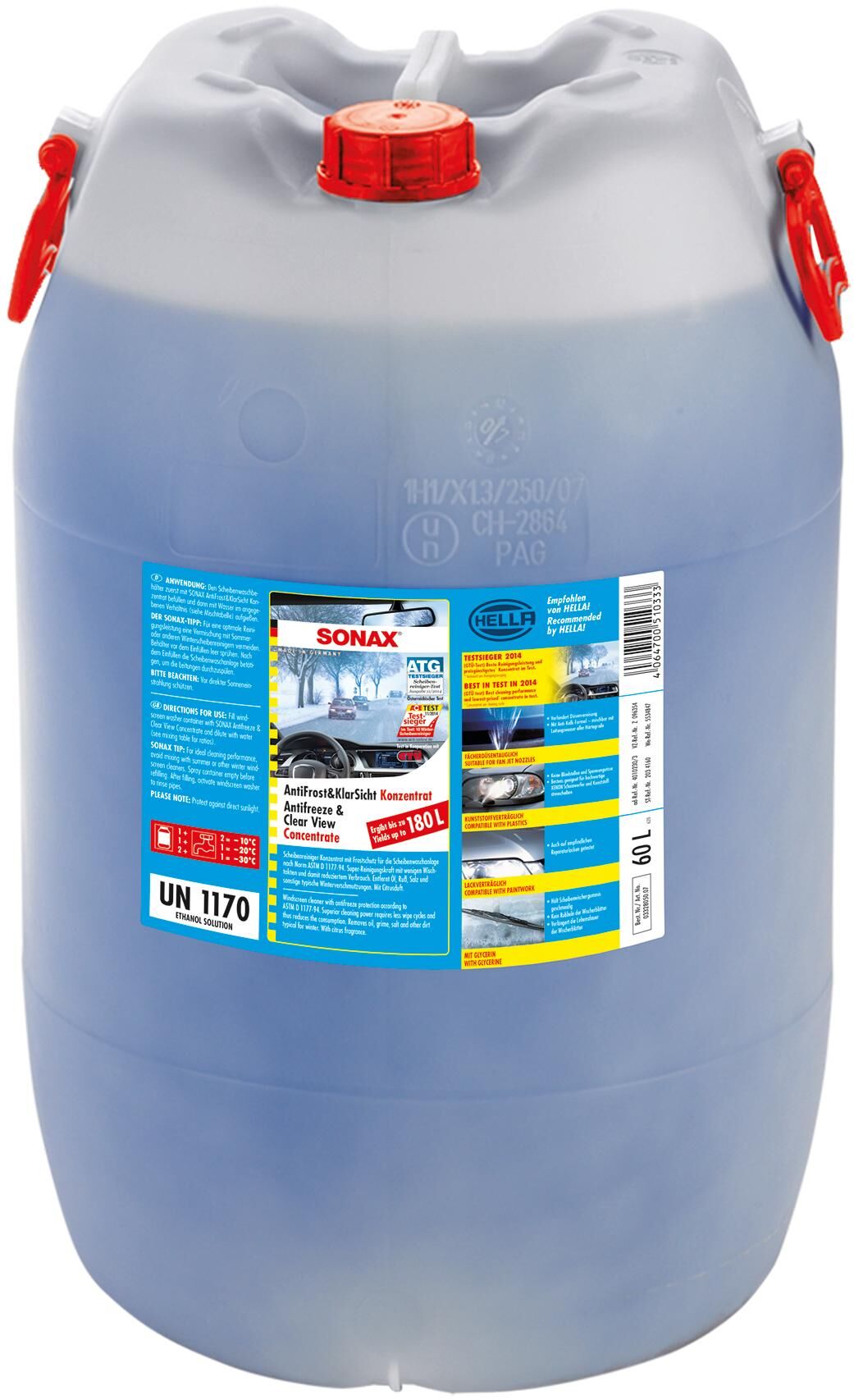 Sonax ruitenvloeistof anti-vries antifrost klarsicht anti-rust+clear 60ltr concentrate pvc.drum