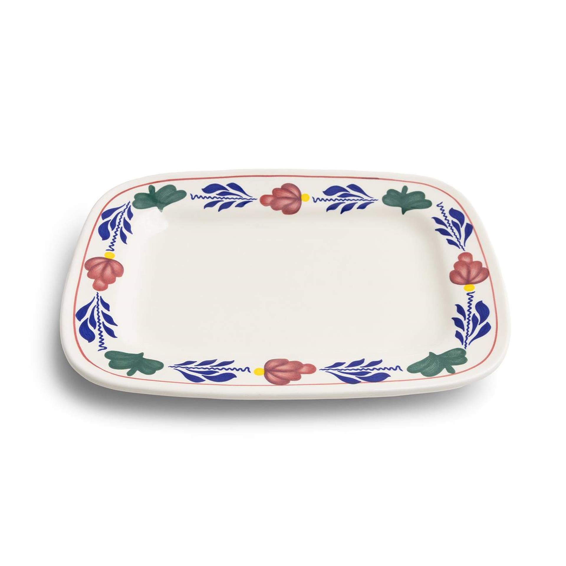 Boerenbont plateau 25x18cm aardewerk doos a 2 stuks