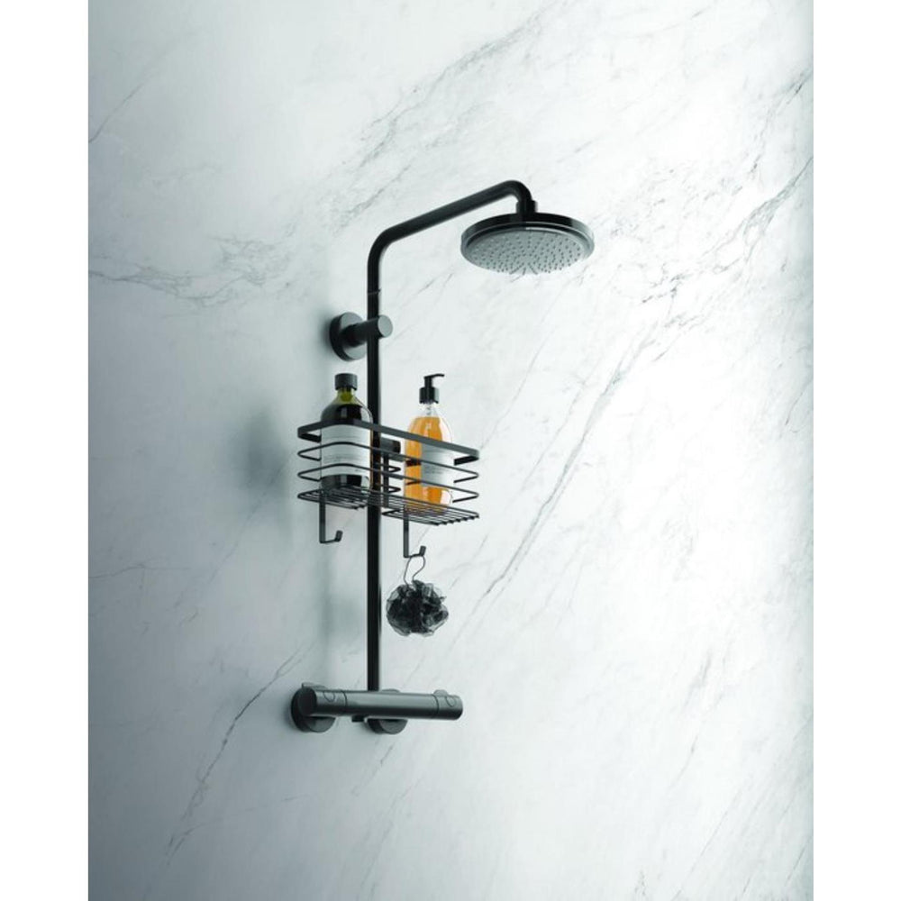 Metaltex origin lava touch doucherek voor douchekolom 29x11x15cm matzwart (ophangen zonder boren)