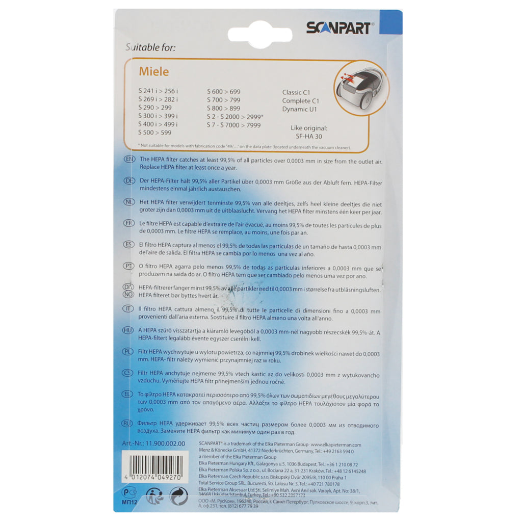 Scanpart Miele HEPA-filter SFHA30