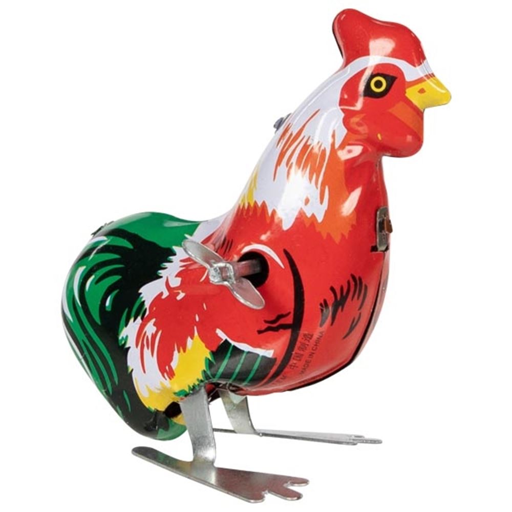 Goki blikken speelgoed: haan h8,2cm, om op te winden, enkel voor verzamelaars, geen speelgoed!