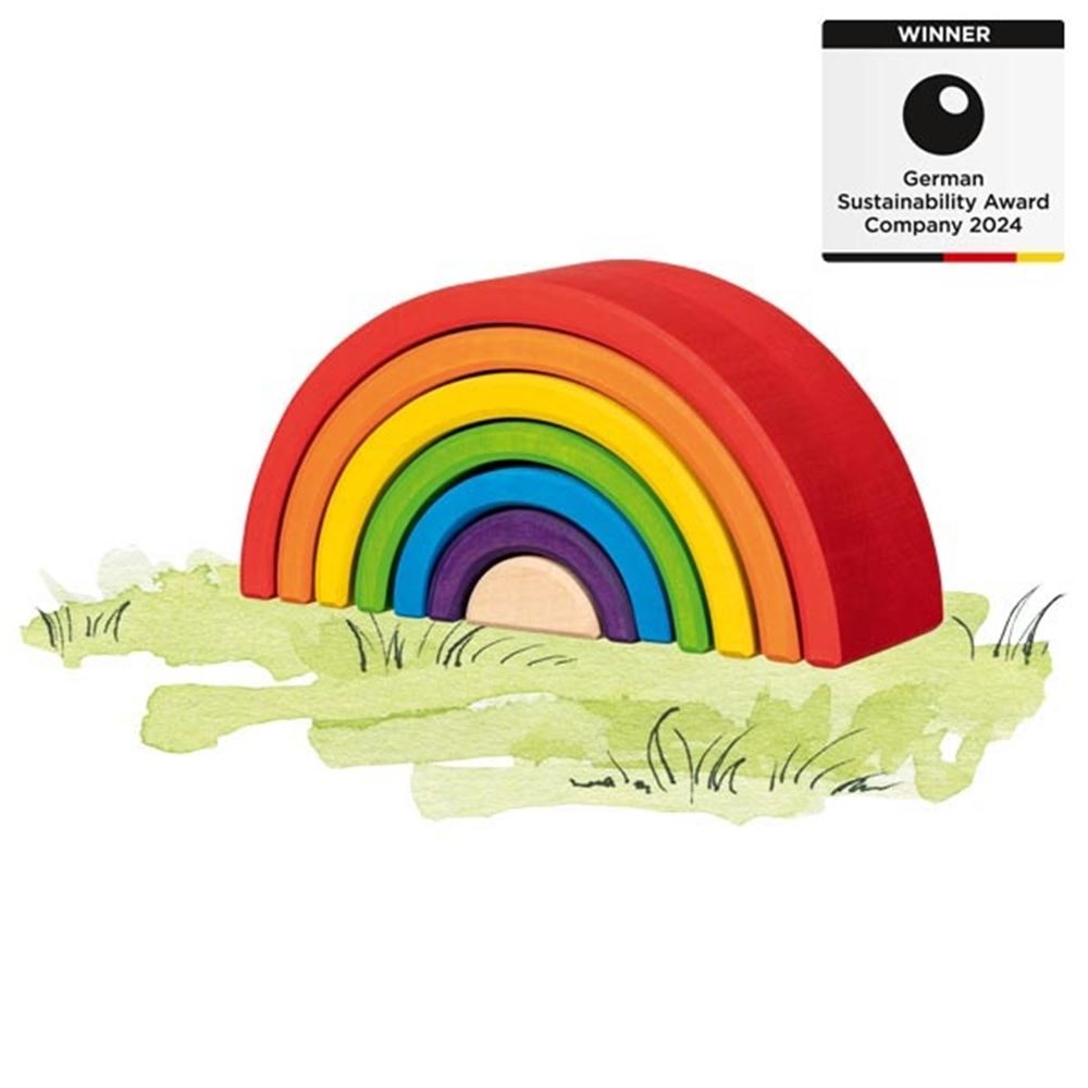 Goki bouwblokken - kleine regenboog - 7 delen - hout - 2 jaar