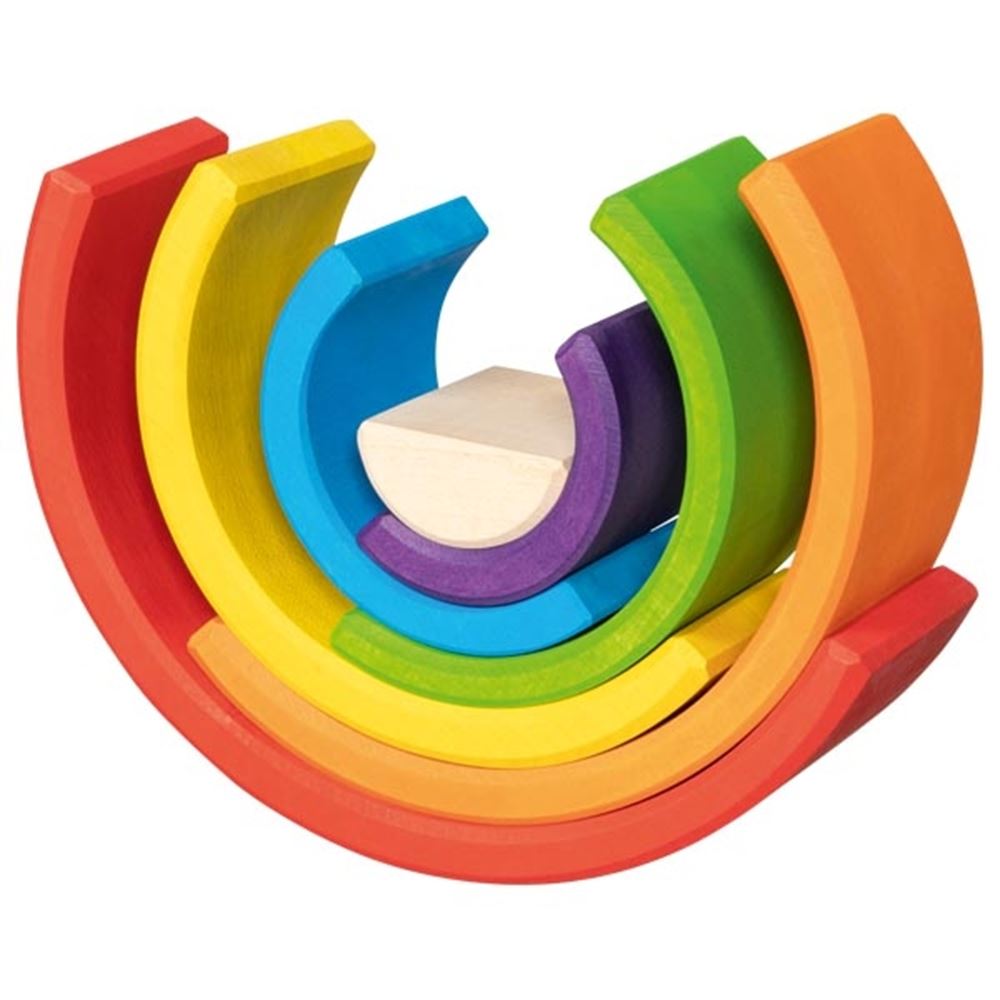 Goki bouwblokken - kleine regenboog - 7 delen - hout - 2 jaar