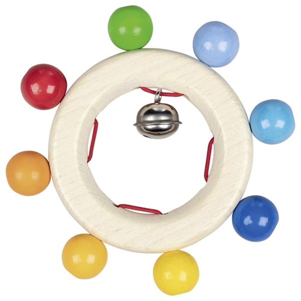 Goki houten grijpring met regenboogkralen