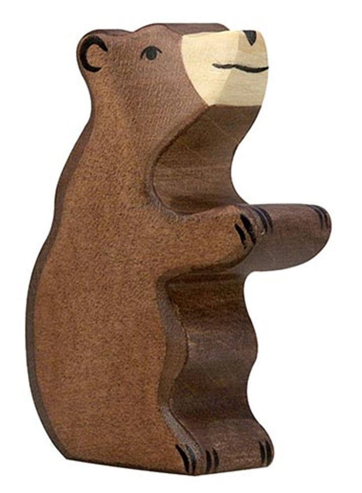 Holztiger wildernis: bruine beer klein, zittend 7x2x9cm, hout