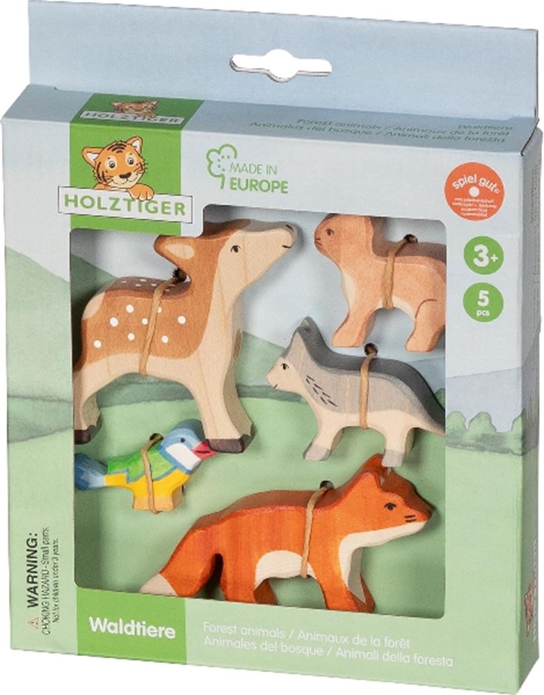 Holztiger bosdieren. 5 delig. 3+